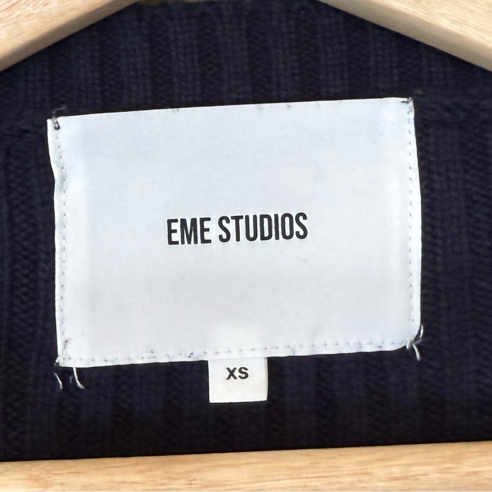 Eme Studios Navy Blue Ag Cotton Knit Crewneck Sweater Size Xs View 5